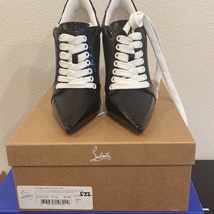 Christian Louboutin Pointed Patent Red Sole Stiletto Booties
